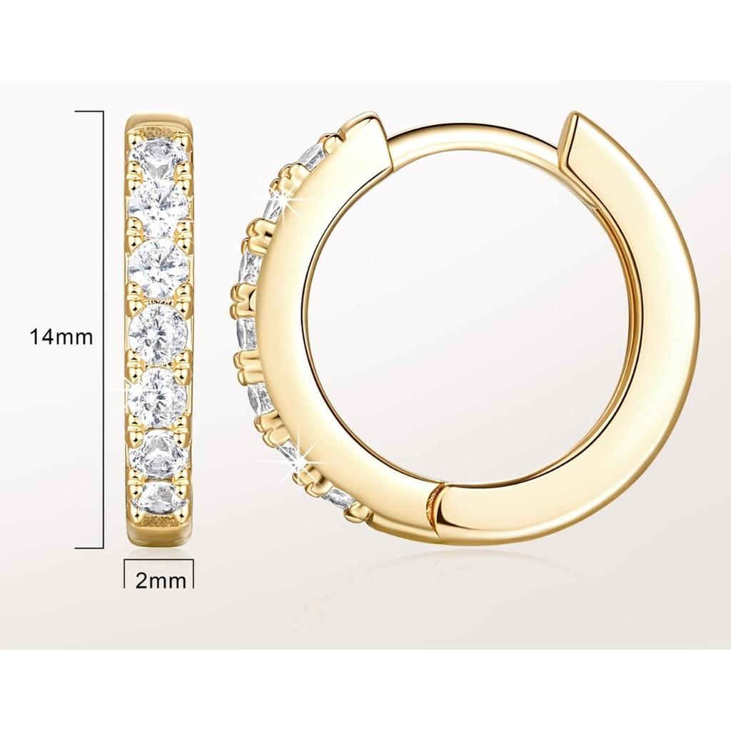 Runde Rote Goldohrringe 14mm - Glänzende Damen-Goldohrringe, Neues Modell Goldohrringe, Elegante Goldohrringe für Tagsüber oder Abendlooks