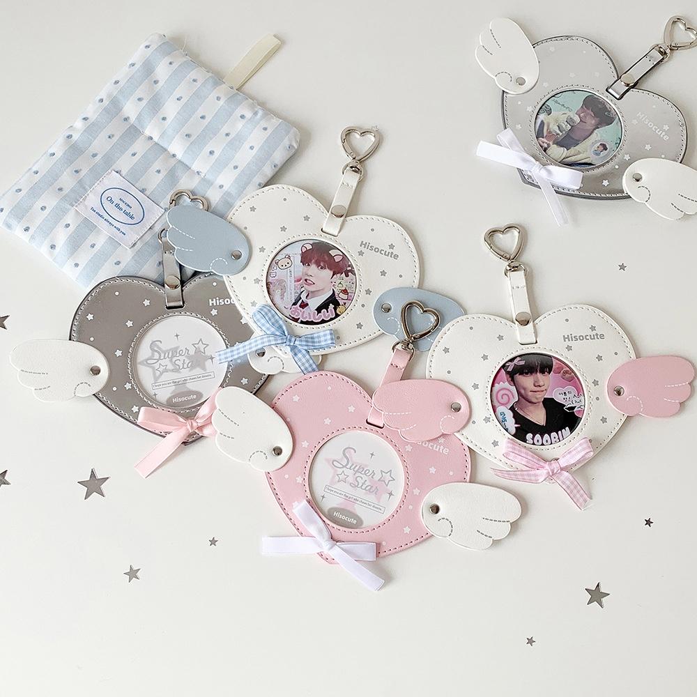 Pendant Keychain High-Quality Photocard Holder Badge Holder Unique Angel Wings Badge Holder For Animation Lovers Key Chain