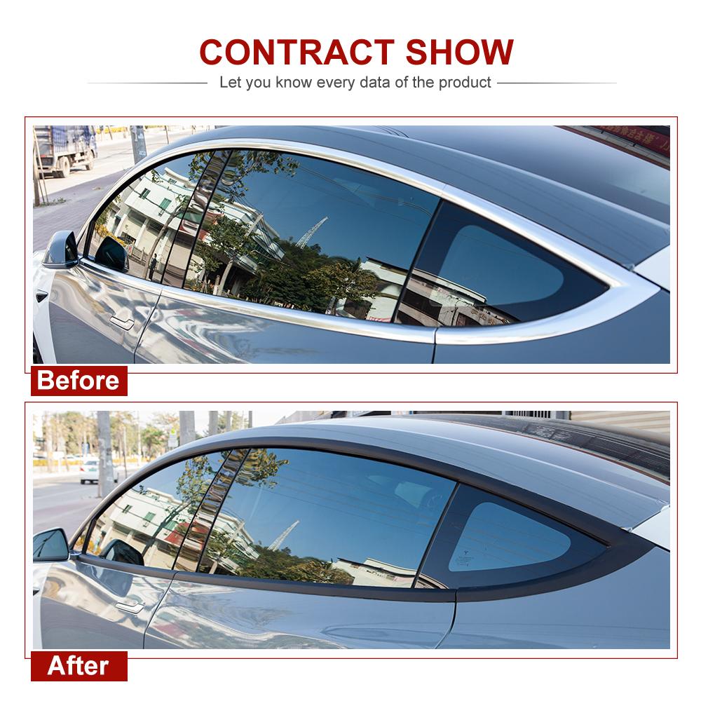 Tesla Model 3 için araba Pencere Çerçevesi Etiket Dış Dekorasyon Aksesuarları PVC Kapı Kolu Siyah Koruyucu Trim Şeritler