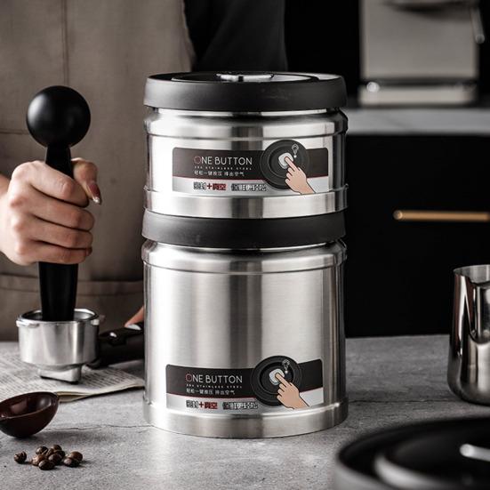 Stainless Steel Vacuum Storage Tank for Tea Leaves Moisture Proof & Dust-Proof Coffee Bean Container 750/1100ml Capacity Sealed Food Jar for Grain Nut