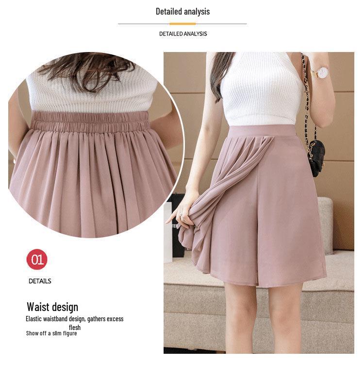 Women's Plus Size Summer Chiffon Culottes: Wide-Leg, Slimming, Anti-Exposure Shorts