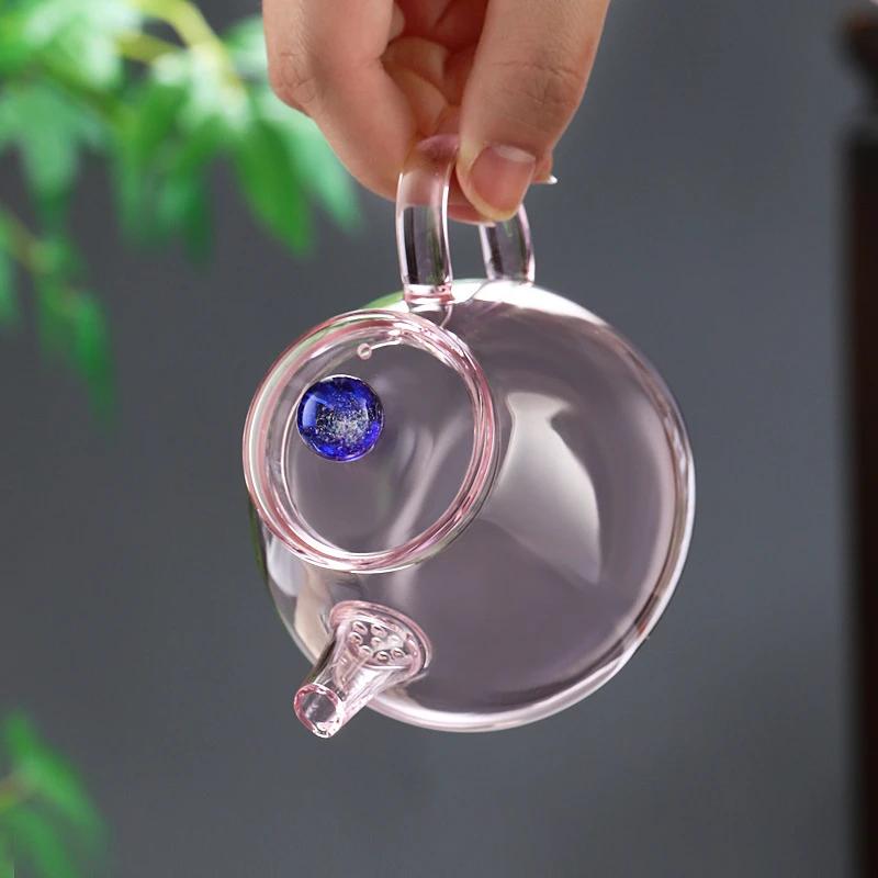 Conical Teapot Handle Kettle, Household Teaware, Thickening High Borosilicate Glass Teapot with Filter, Heat-resisting Punch Ket