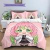 Demon Slayer Pattern Bedding,Quilt Set Quilt Cover Pillowcase Home Birthday Gift (1 * Duvet Cover + 2 * Pillowcase, Without Core)