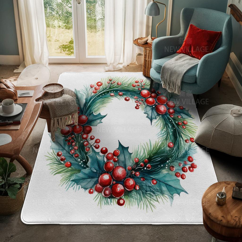 House Entrance Carpet Home Door Mat Living Room Bath Foot Bathroom Non-slip Water Absorption Rugs Bath Merry Christmas Winter