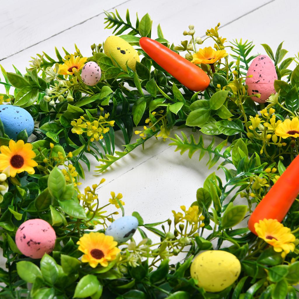 Easter Home Green Plant Easter Egg Wreath Door Hanging American Decorative Tree Half-Sided Tree Rattan Staircase Wall Hanging