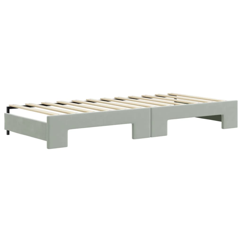 Extendable Daybed with Drawers Light Grey 90x200 Cm Velvet