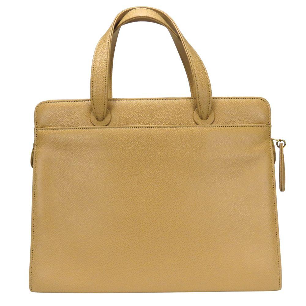 Used CHANEL Handbag Logo Caviarskin Beige 5th