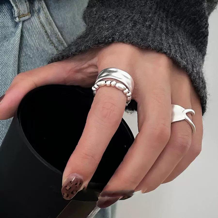 Xiaomi 925 Sterling Silver Rings for Women Couple Minimalist Handmade Simple Hollow Double Layers RingJewelry Gift Prevent Allergy