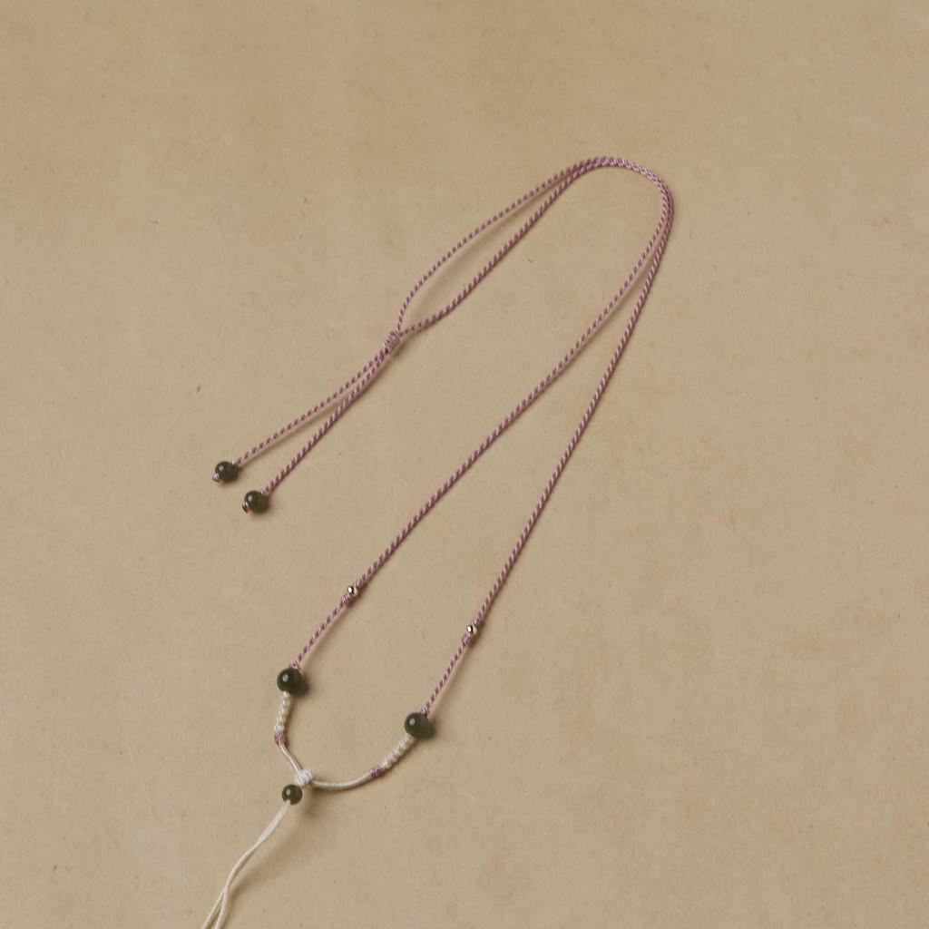 Handmade Woven Hetian Jade Adjustable Pendant Necklace