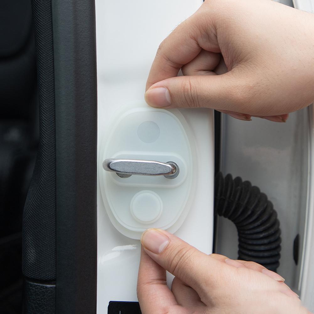 Car Door Lock Buckle Protective Cover Silicone Luminous Pad Anti-Collision Buffering Shock Mute Cushion Absorption Elastic D1J6