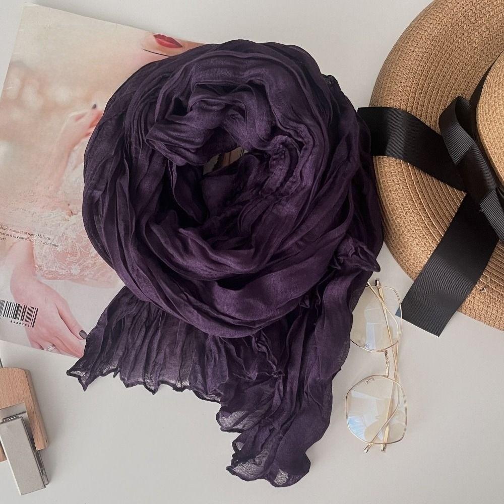 Retro Pleated Printed Scarf Luxury Brand Designer Long Shawl Wrap For Spring Autumn Winter