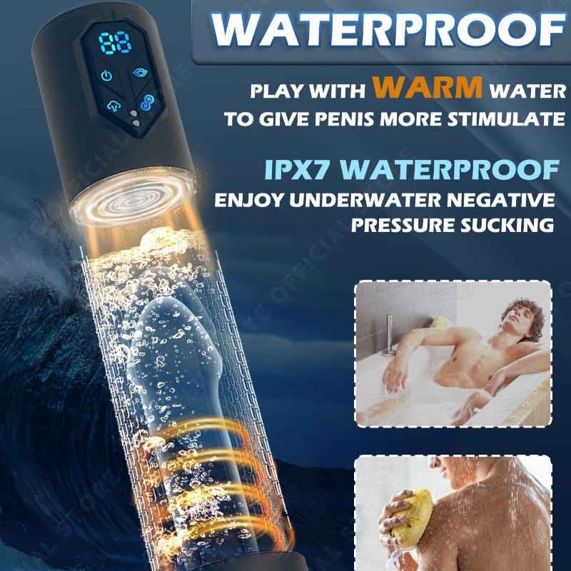 IPX7 Vodotěsná elektrická pumpa na penis pro zvětšení Man Vakuová pumpa Rozšíření Prodloužená pumpa 4 úrovně sání