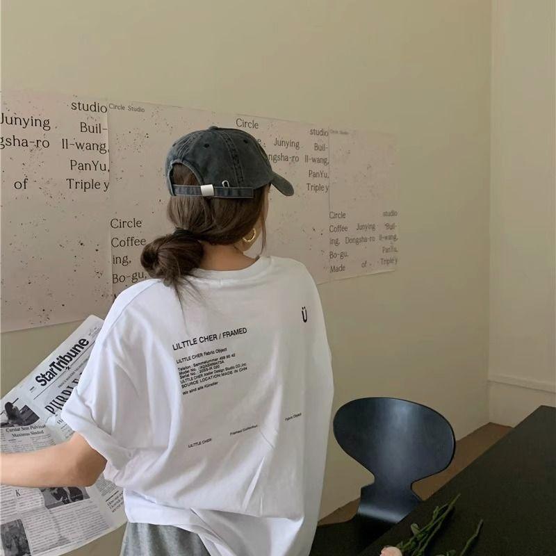 

Шикарная серая футболка с коротким рукавом и принтом букв для весны и лета White [100% pure cotton]] M