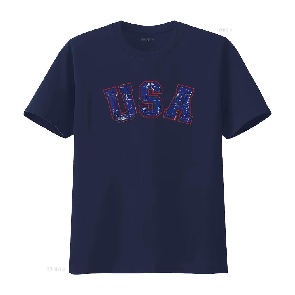 USA Team for Patriotic Independence Day On 4th of July Womens T Shirt Vintage Washed Versatile Fashion Casual Designer Clothes