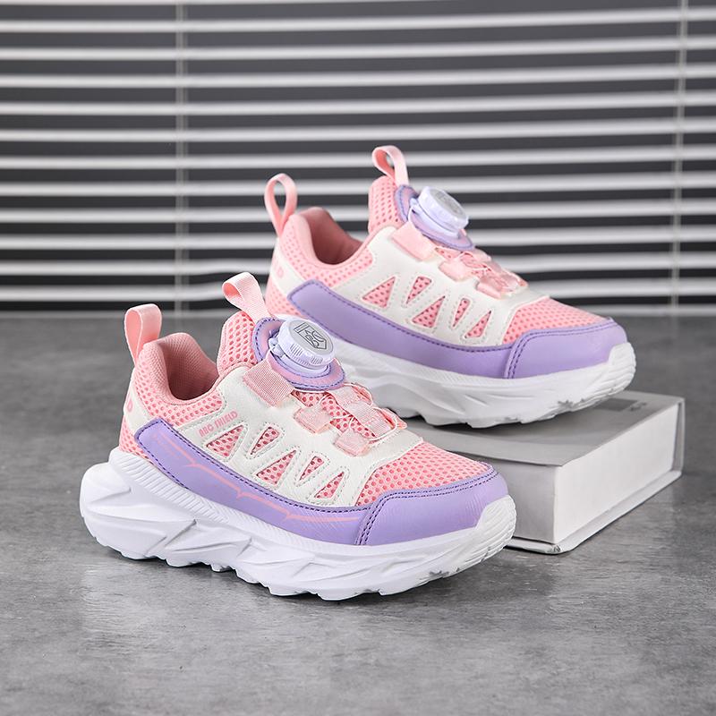 Ultra-Light Children's Running Shoes Soft Bottom Casual Sports Shoes for Boys And Girls Rotary Buttons Shoes double mesh shoes