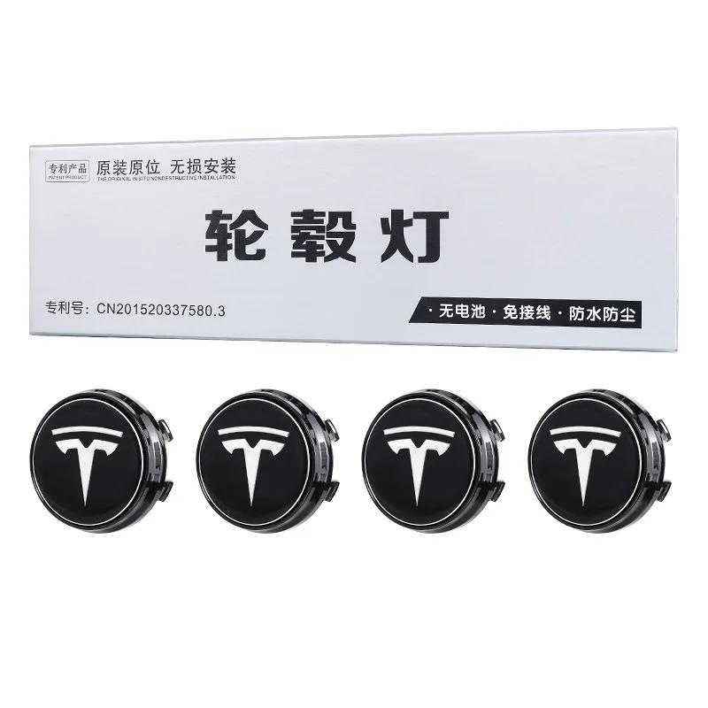 ZQEZ5 for Tesla ModelY Model 3 S X 2024 Magnetic Levitation Wheel Cover Light Modification LED Illuminated Car Emblem Light Tire Light