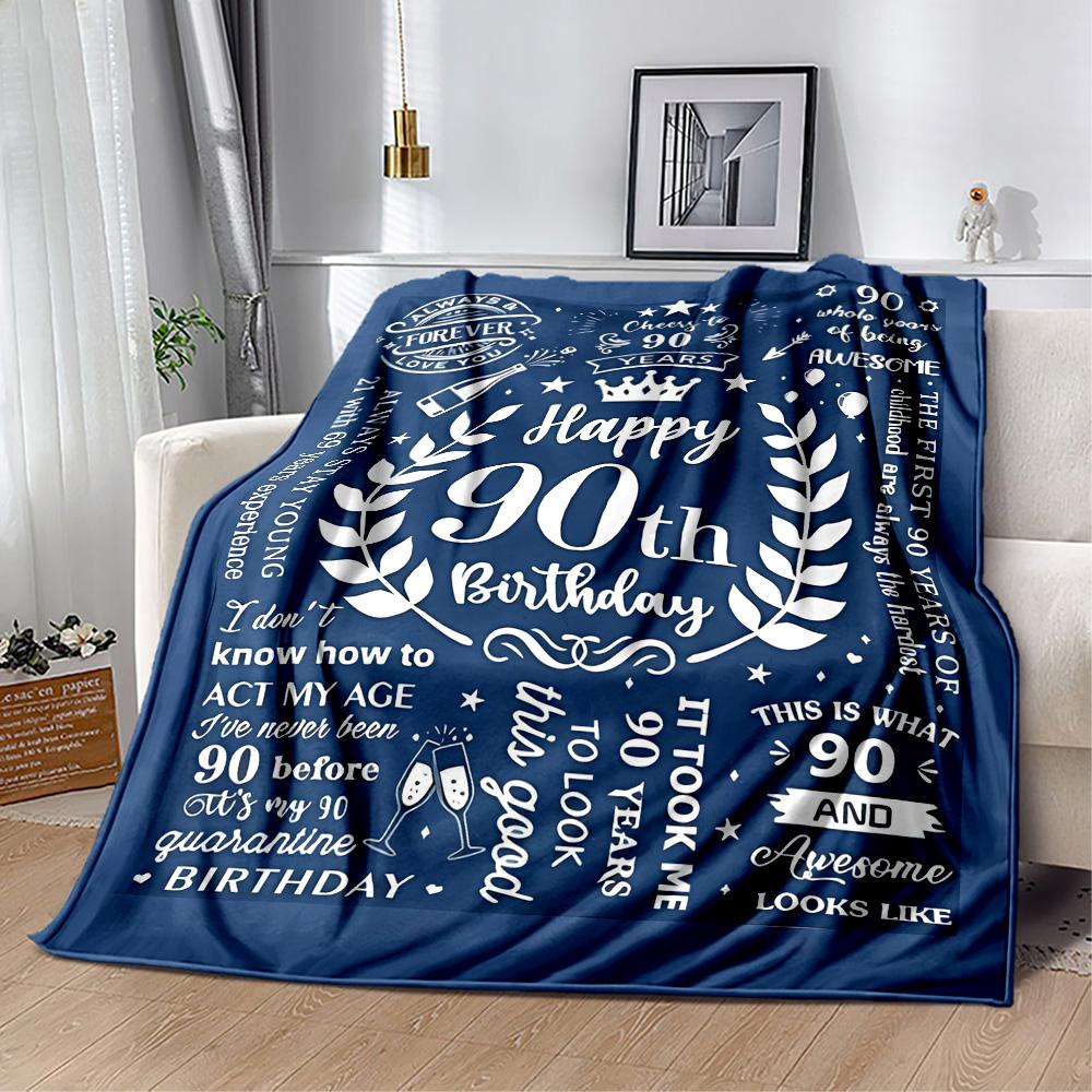 1 pezzo Coperta Celebrazione 90° Compleanno Morbida e Calda per Divano Ufficio Campeggio Viaggio Soggiorno Ottimo Regalo per Amici e Famiglia Comoda