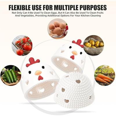 2 peças Lavador de Ovos Esfregador de Ovos para Ovos Frescos, Escova de Ovos para Limpar Ovos Frescos, Ferramenta Escova Limpadora de Lavagem de Ovos de Silicone para Galinheiros de Quintal Colecionadores de Ovos