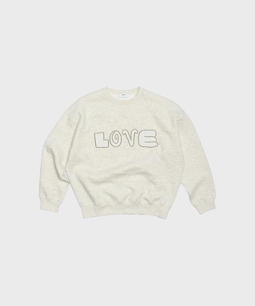 Oul Applique Warm Sweat Love Oatmeal