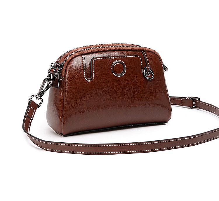 Women's 2025 Light Luxury Leather Shoulder Bag - Oil Wax, Multi-layer, Versatile, Commuter Crossbody Square Design.