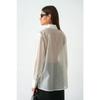 Women S Long Sleeve Lapel Sheer Tencel Blend Shirt For Commute