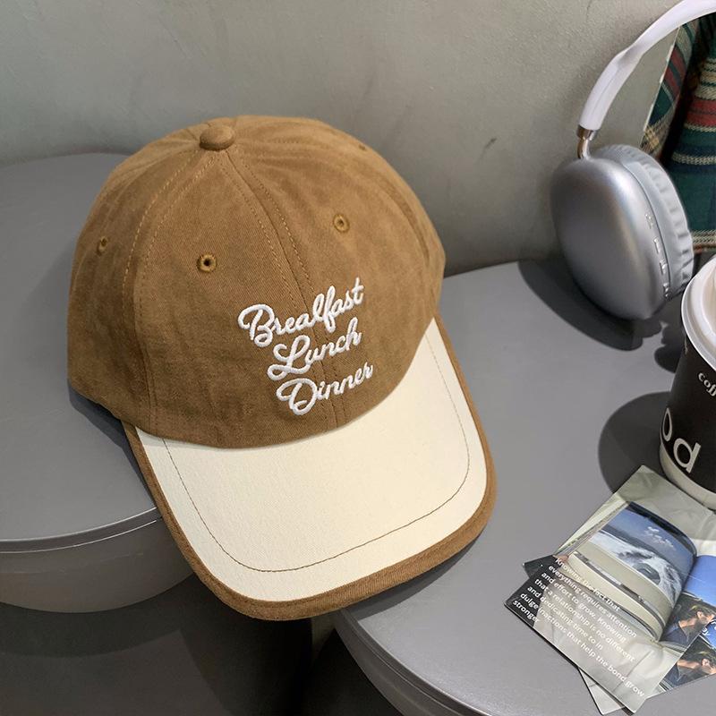 

Жіноча кепка софт-топ контрастного кольору 2024 нова бейсболка з тривишивкою літер з широкими полями чоловіча показує маленьке обличчя M（56-58cm） верблюд