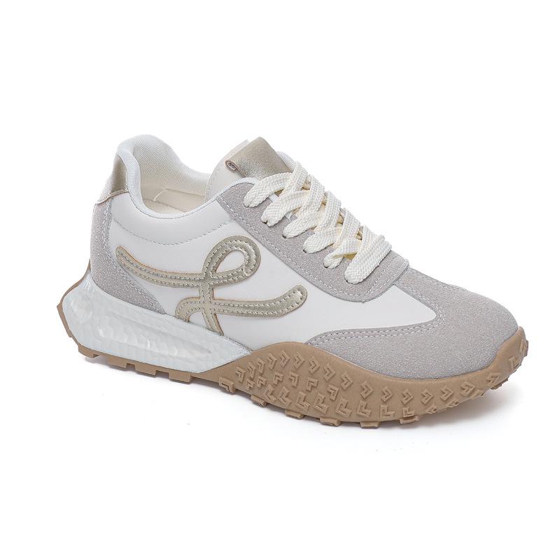 

Женские ретро кроссовки на толстой подошве на скрытом каблуке в корейском стиле 36 золотой/бежевый