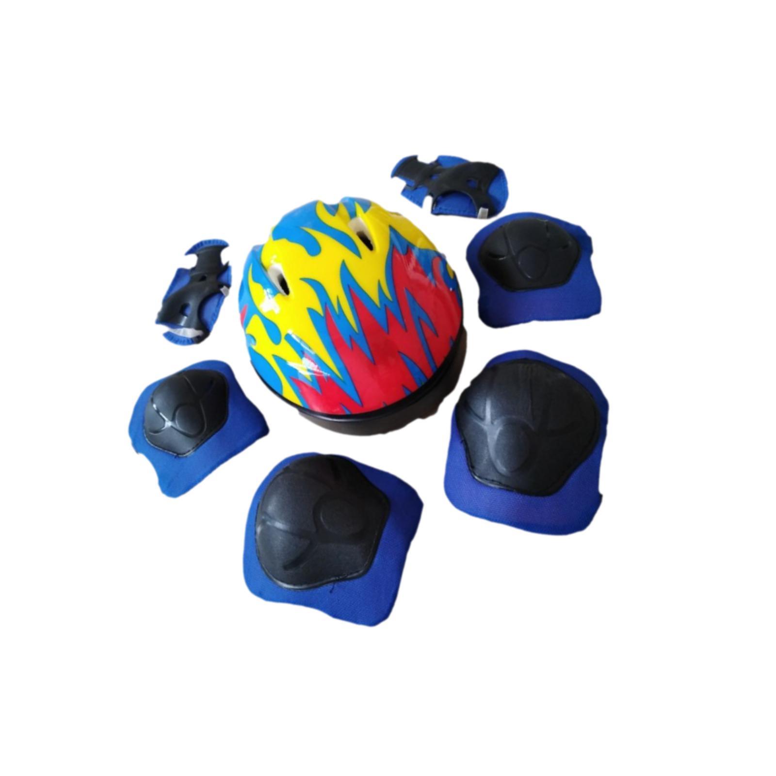 

7x/Set Kids Bicycle Helmet Adjustable Fit Impact Resistant Roller Skating Helmet for Roller Skate Skateboard Cycling Boys Girls синій