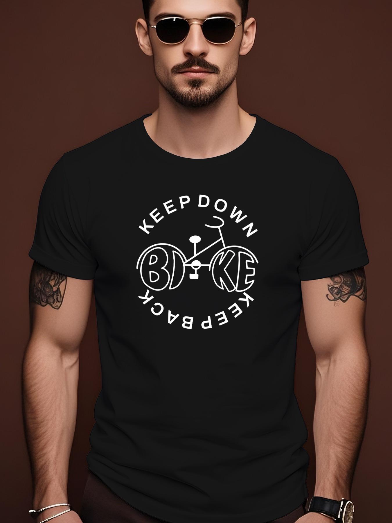 Abstract Bicycle Graphic Tshirt - Summer Casual Crew Neck... L
