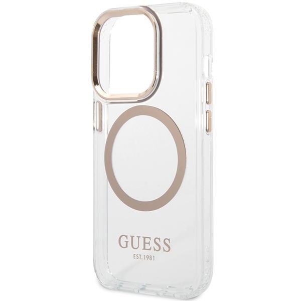 Guess Guhmp15Shtrmd Iphone 15 / 14 / 136.1 Złoty/Gold Hard Case Metal Outline Magsafe