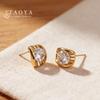 18K Gold Plated Metal Arc Shiny Zirconia Stud Earrings For Women's Simple Popular Accessory Anti-allergy Light Luxury Jewelry