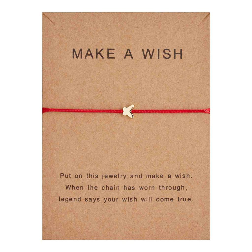 Make a Wish Crown Five-stars Cross Heart Woven Paper Card Bracelet Adjustable Lucky Red String Bracelets Femme Jewelry
