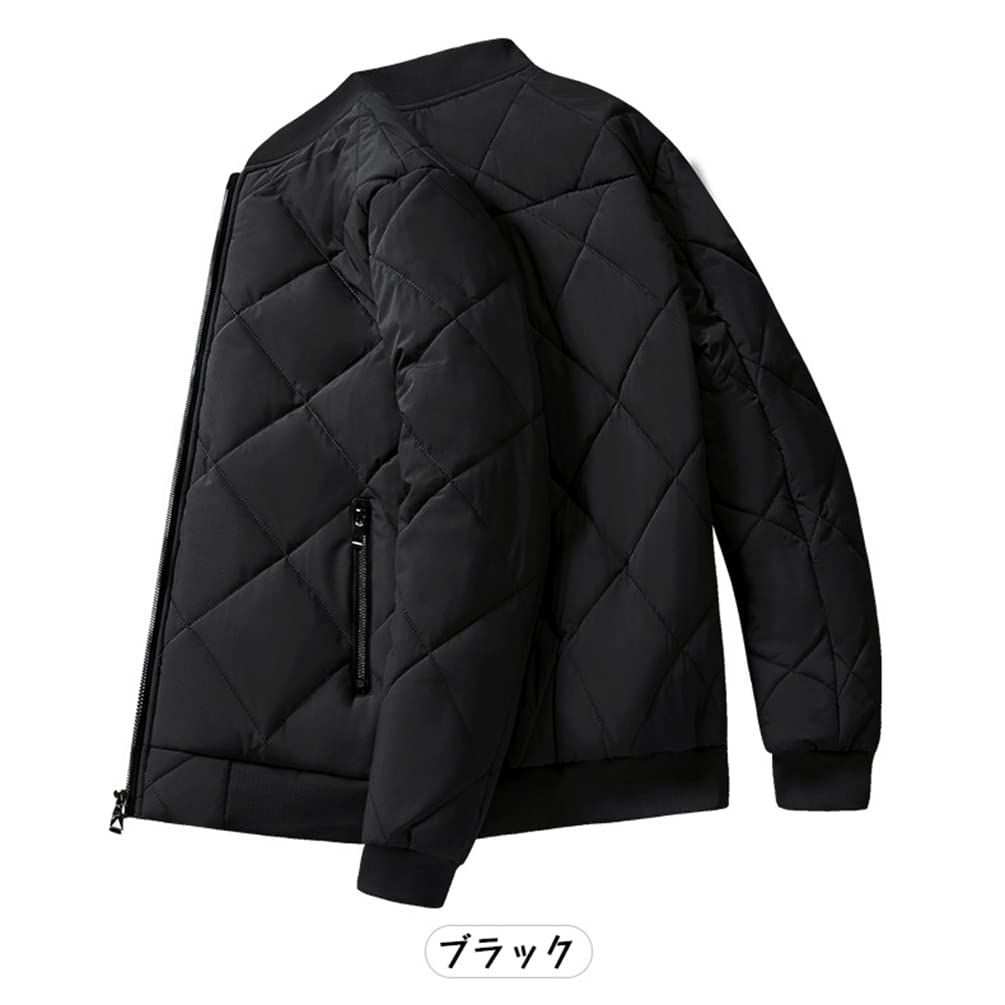 ZHENGTU Men's Quilted Down Jacket with Fleece Lining, Warm Outerwear, Solid Color, Warm Jacket, Plus Sizes Available, Fall/Winter (Black, 3XL)