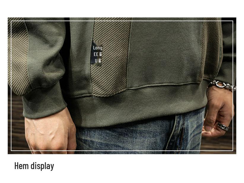 Men's Retro Patchwork Knit Hoodie: Heavyweight, Loose-Fit, Plus Size, Long Sleeve for Autumn & Winter