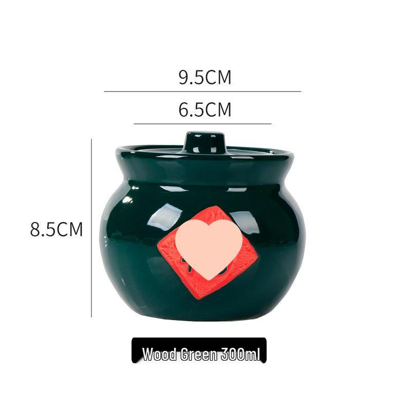 Retro Ceramic Seasoning Jar with Lid - Fu Character Chili Oil Holder