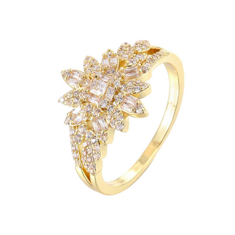 Elegant Starry Zircon Ring: Stylish, Brilliant Copper Design for Women