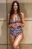 One-piece shaping swimsuit, leopard print, plus size XL. One-piece shaping swimsuit, leopard print, plus size L.