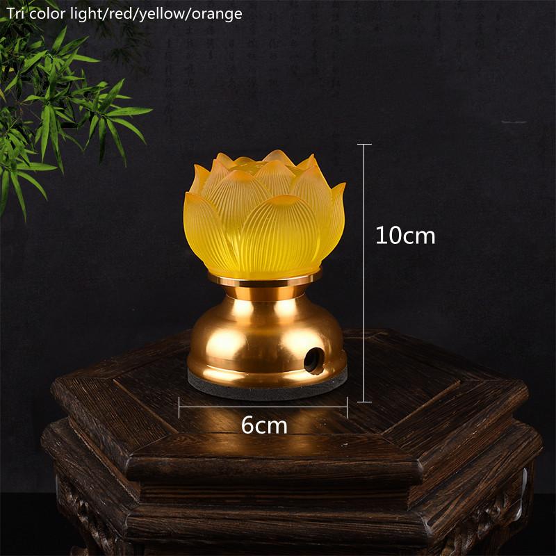 Charge Plug In Coloured Glass Lotus Lamp LED Buddha Lamp God of Wealth Lamp Temple Pray Household Crystal Ever Burning Lamp