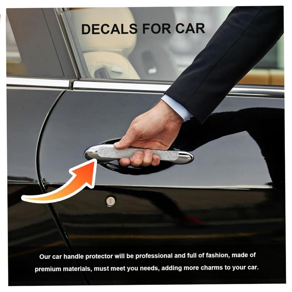 4pcs/set Bling Car Protective Strip Stickers Universal Car Handle Crystal Decal  Driving Safety