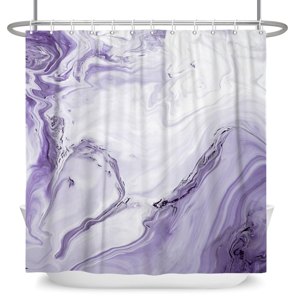Gradient Marble Texture Shower Curtain Waterproof Bath Curtains For Bathroom Decor Multiple Color Options Polyester With Hooks