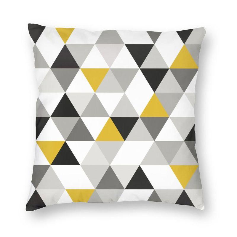 Abstract Gray Red Swirls Modern Pillow Cover Home Decorative Geometric Pattern Car Cushion Triangles Black White And Yellow