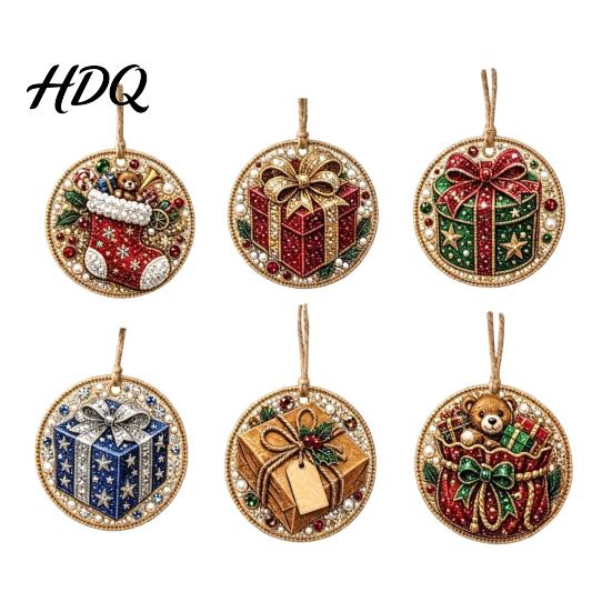 Decoratieve Kunstmatige Parel Kunst Decoraties 6 Stuks/Set Kerst DIY Kit Hangende Decoraties Knutselpakket met Ronde Bedels Parels Vakantie Strass voor