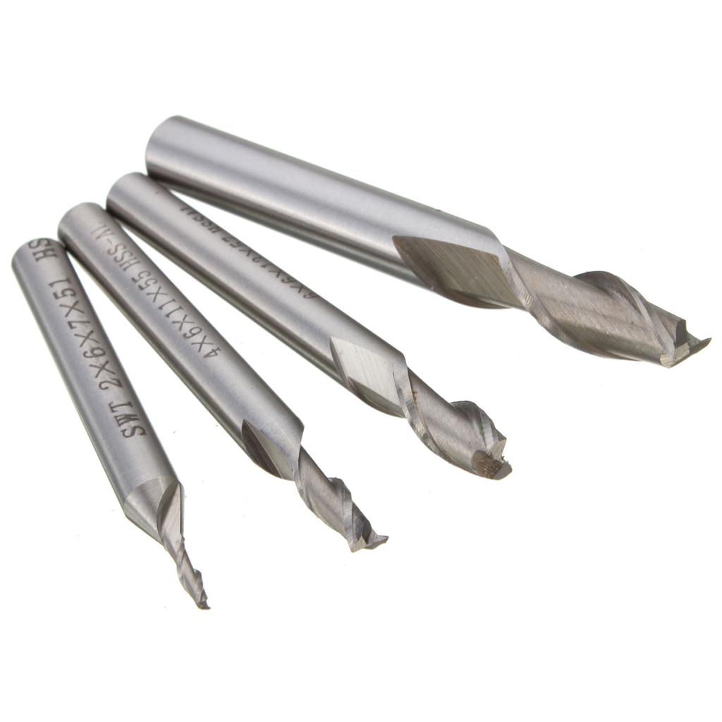 2 Pcs 4x6x11x55mm HSS 2 Flute End Mill Straight Shank for Machining
