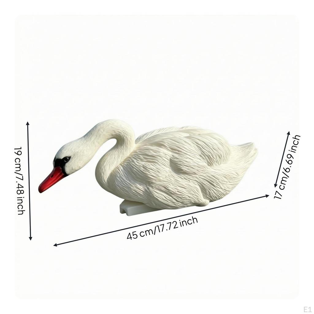 Decorative Buoyant Swan | PE, Molded Feather Texture, Figure, for Garden