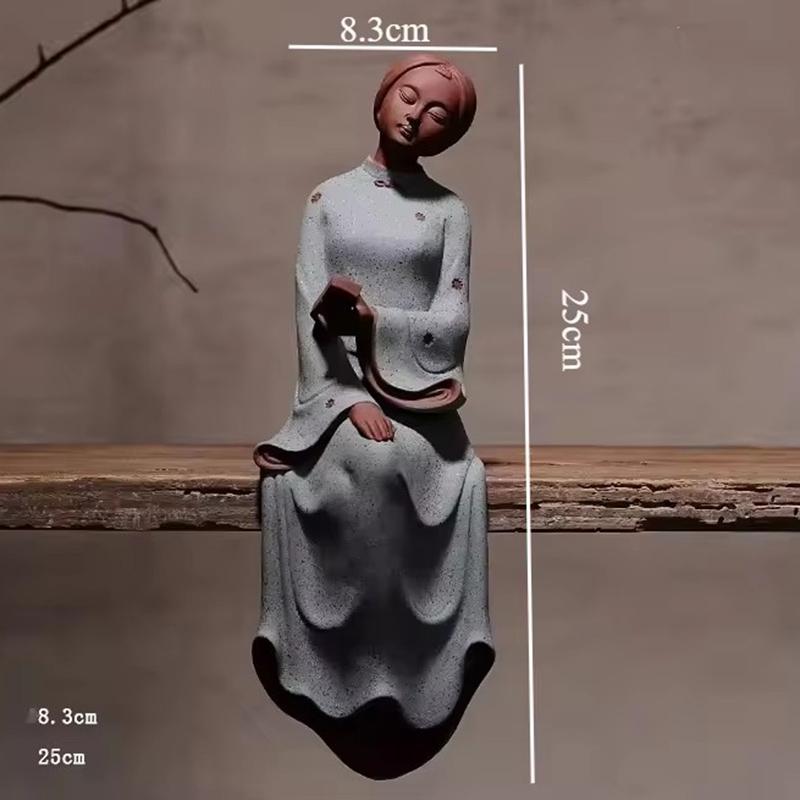 

Porcelain Figurine Chinese Lady Four Arts Ceramic Statue Vintage Home Decor Living Room Office Shelf Unique Collectible Gift сірий