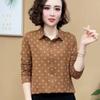 Springtime New Style Style with A Small Necked Shirt and Slim Top Lapel Polka Dot Long-sleeved Shirt