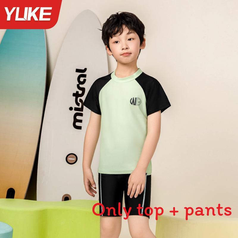Navy Kids Swimsuit With Polyester Fabric For Water Sports And Sun Protection For Boys And Girls