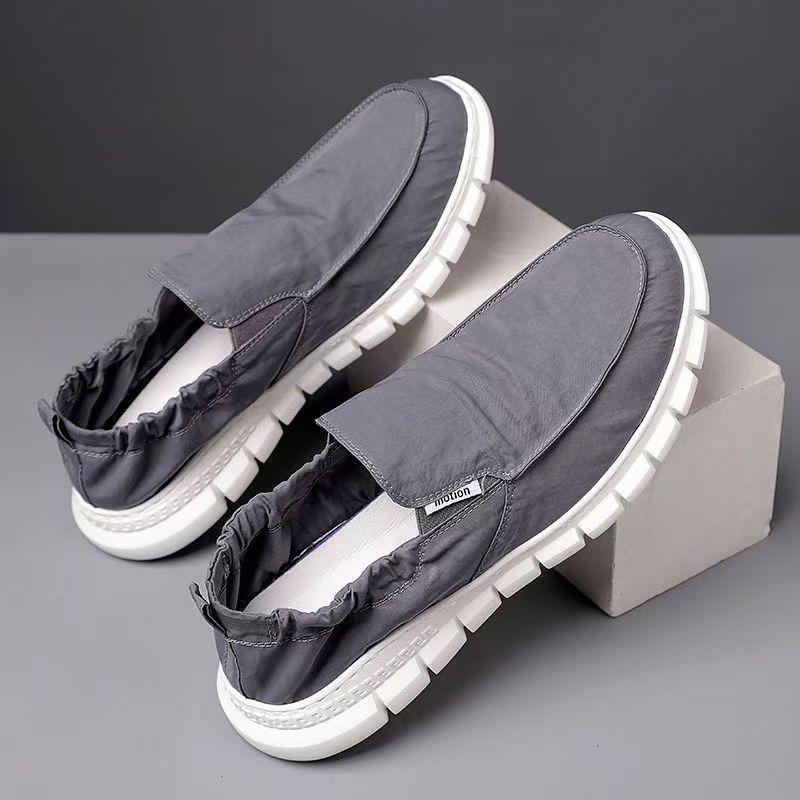Tênis Masculino de Lona Slip-On Respirável - Tênis Casuais Confortáveis de Malha de Seda de Gelo para Primavera e Outono