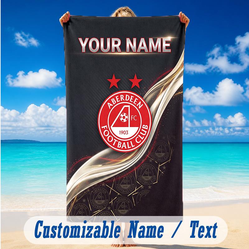 Beach Towel Custom Name Text, Quick Dry Large Towel For Beach HomeAberdeen FC
