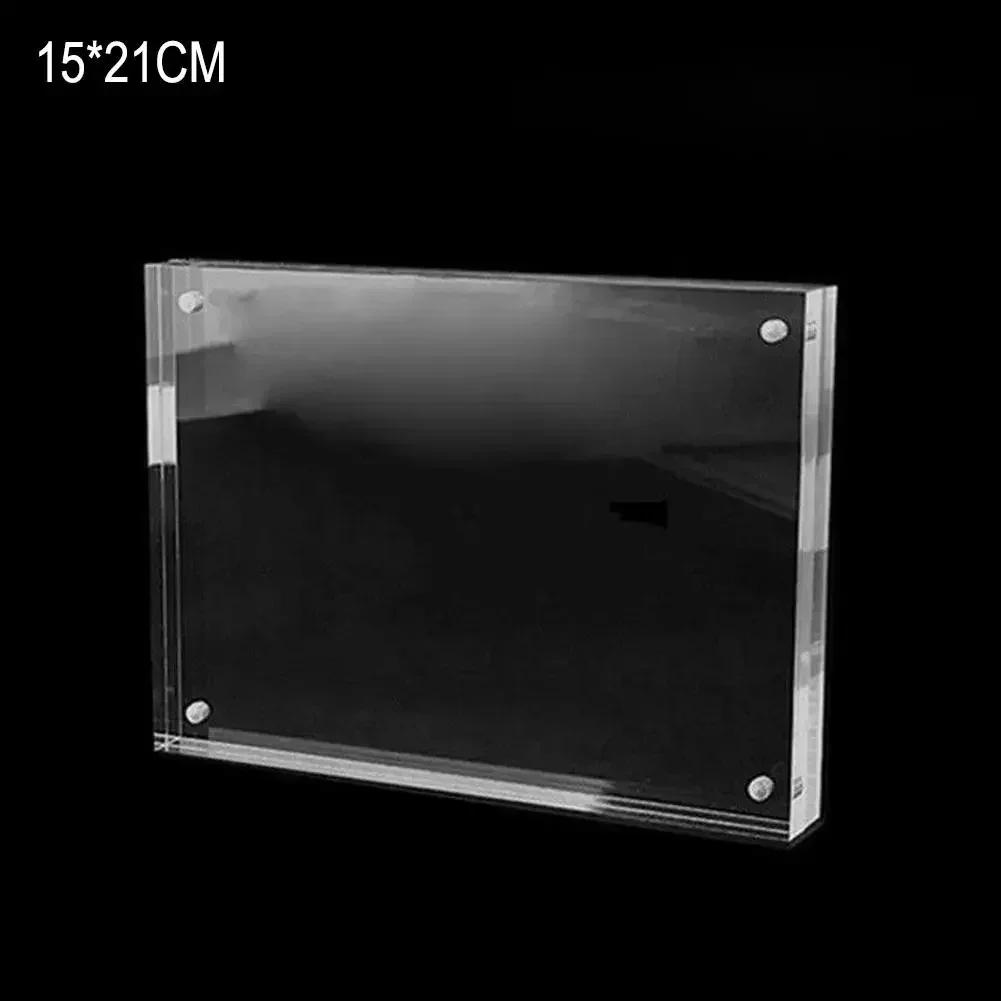 Transparent Acrylic Photo Frame Magnetic Poster Display Stand 3+3mm Poster Tag Display Stand Desktop Ornament For Home Decor